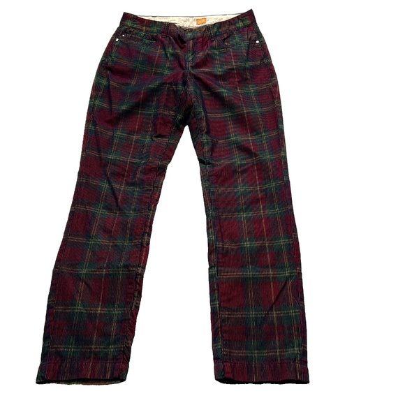 Pants Anthropologie Pilcro the Letterpress Hyphen Green Plaid 30" Waist No 26 - Picture 1 of 7